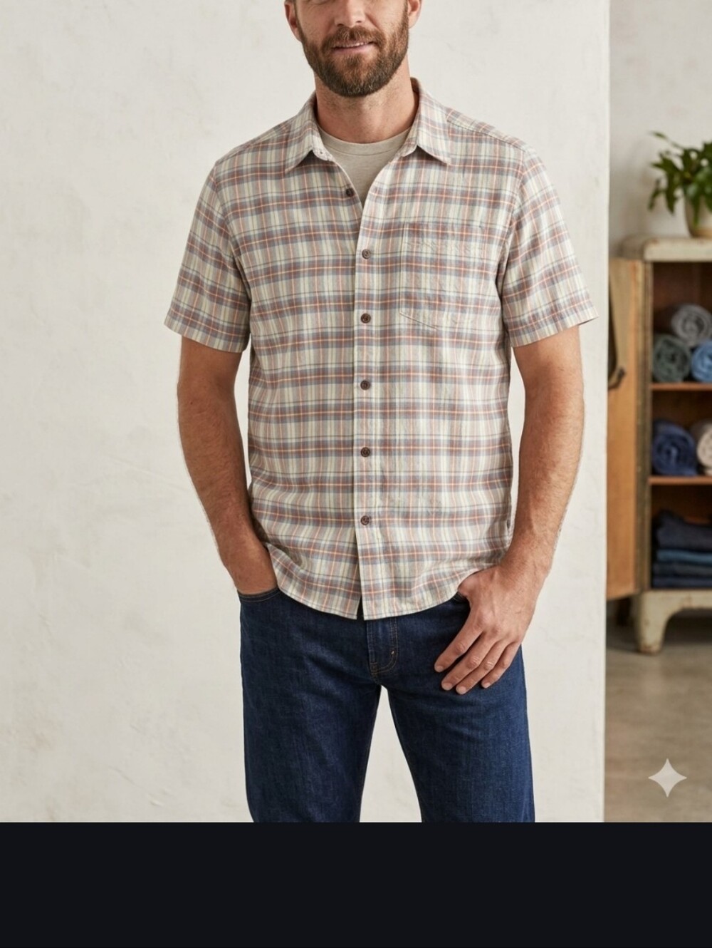 Patagonia Short-Sleeve Plaid Button-Up Shirt - Blue Cream Brown - Picture 8 of 8